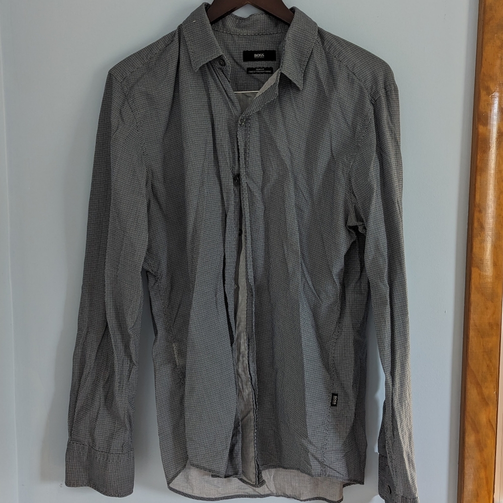 Boss Casual Button Down Long Sleeve Shirt Slim Fit Size M